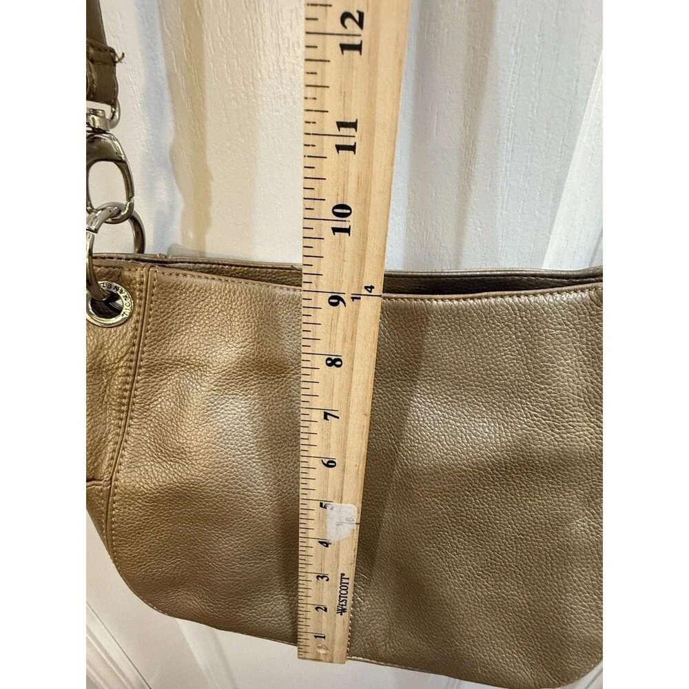Tignanello Metallic Gold 100% Pebbled Genuine Leather Hobo Crossbody Metallic